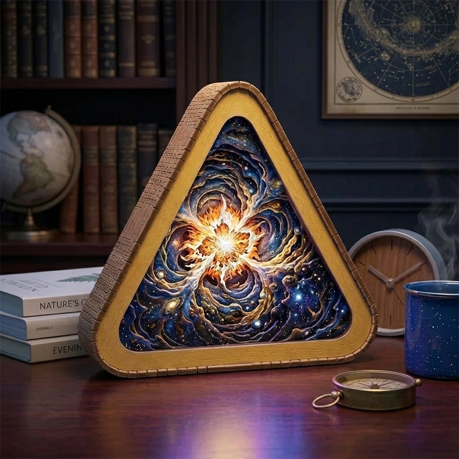 Wooden Big Bang Night Light Galaxy Genesis Shape Modern Bedroom Accent Light