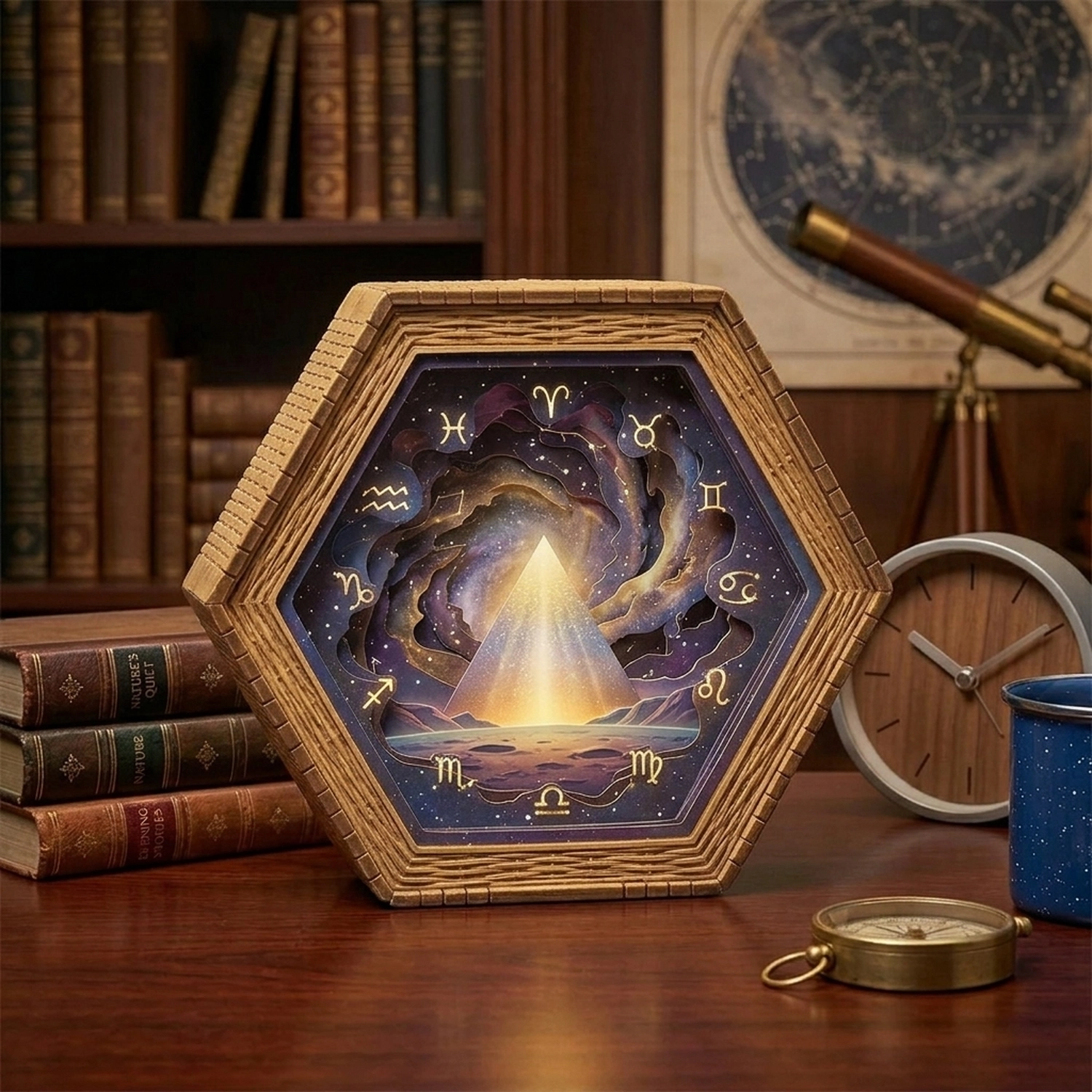 Wooden Zodiacal Light Night Light Cosmic Dust Silhouette Decorative Desk Lamp