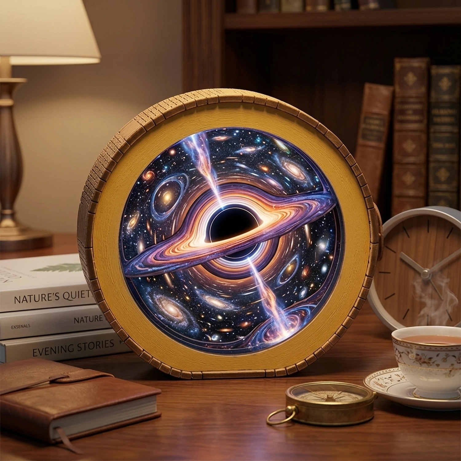 Wooden Black Hole Night Light Deep Space Silhouette Unique Bedside Lamp